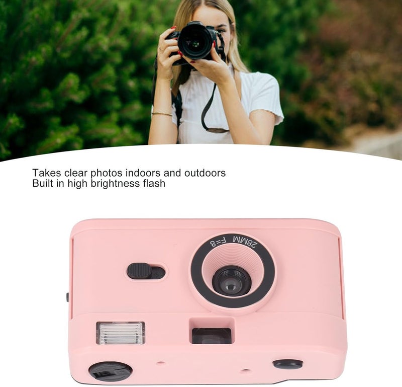 Zyyini 35mm Film Camera, 35mm Reusable Film Camera with Flash, Vintage Film Supports Both Black and White or Colored 35Mm 135 Film, (Roseate) - Image 3